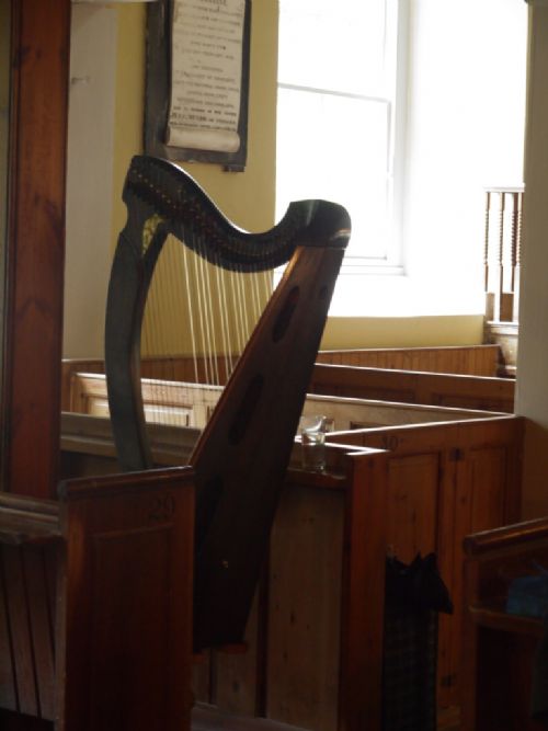 Heather Yule's harp in the East Church, Cromarty